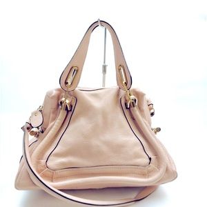 Chloe Blush Pink Leather Satchel with Gold Hardware